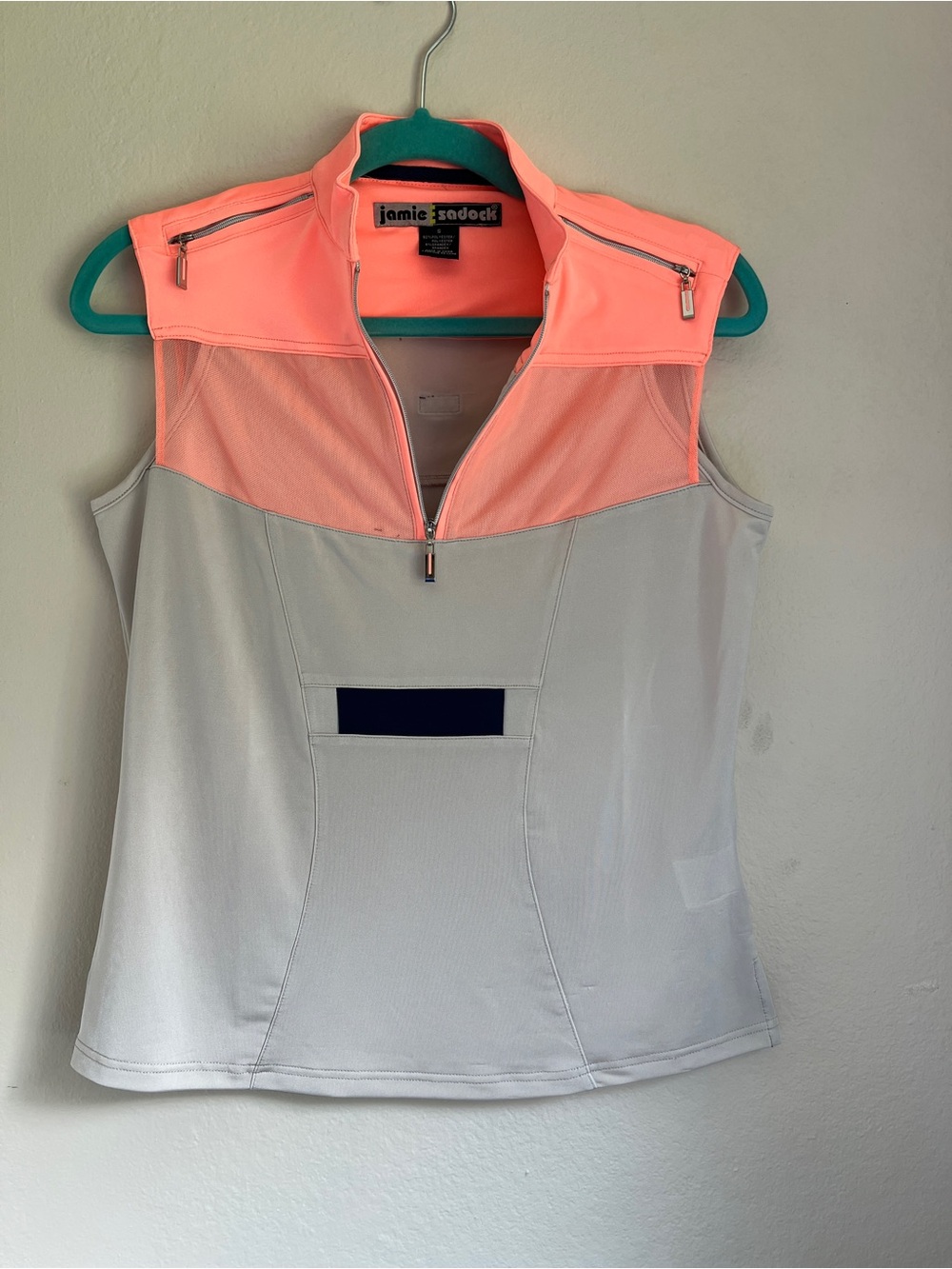 jamie sadock Coral and Light Gray Sleeveless Golf Tank